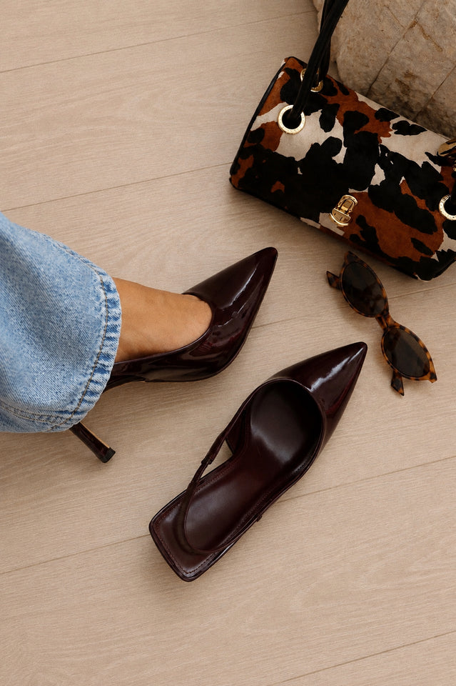Kelly Slingback Pointed Toe Heels - Brown