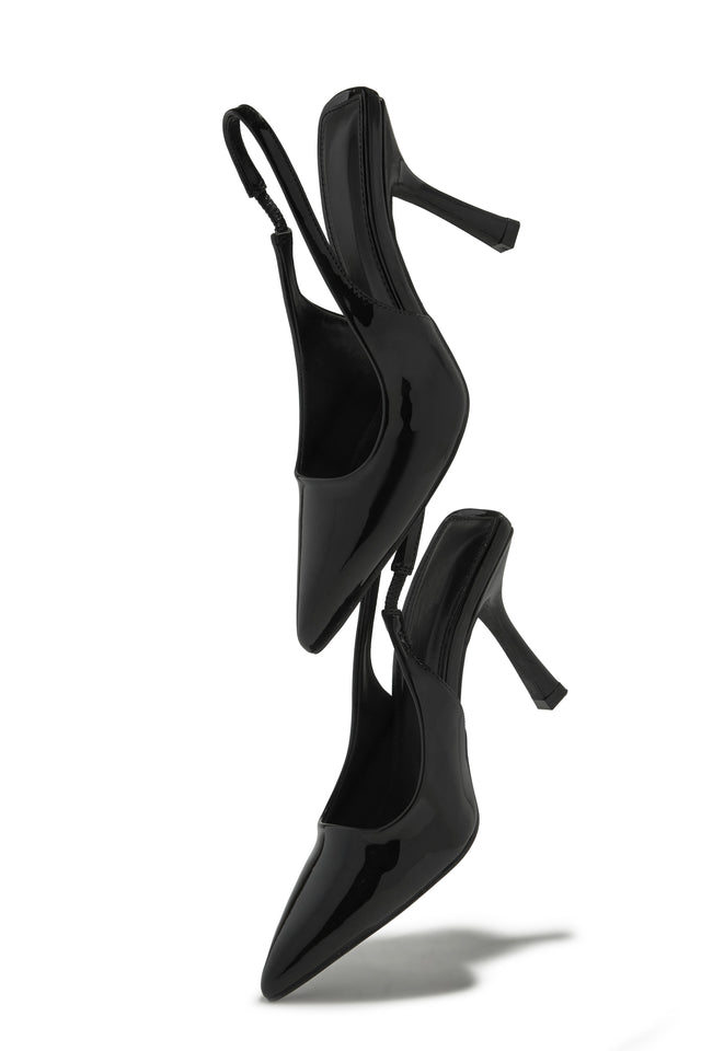 Kelly Slingback Pointed Toe Heels - Black
