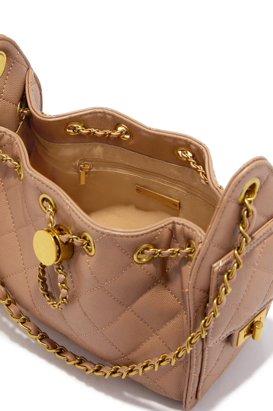 Shantel Quilted Chain Shoulder Bag - Nude