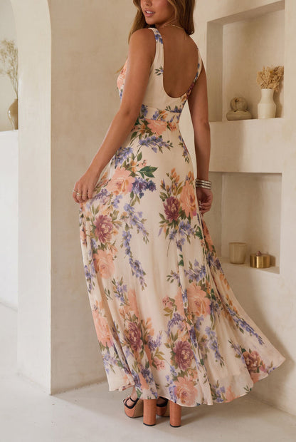 Floral Romance Sleeveless Maxi Dress - Floral Multi