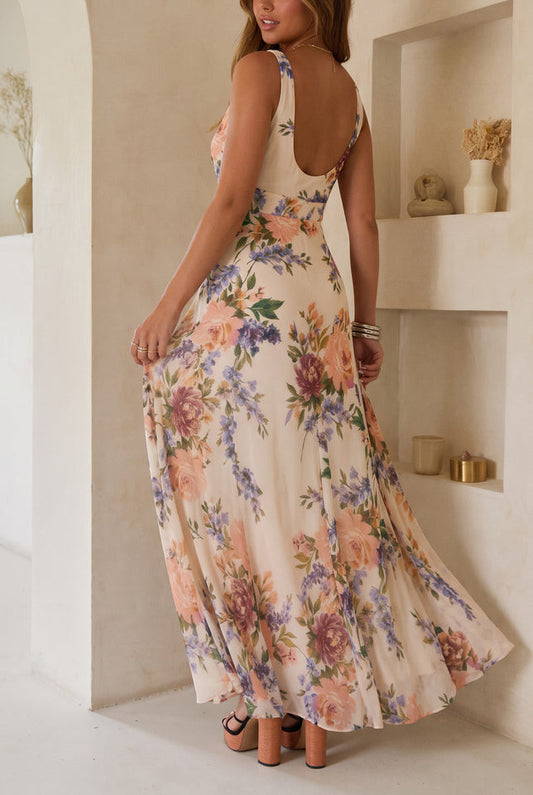 Floral Romance Sleeveless Maxi Dress - Floral Multi