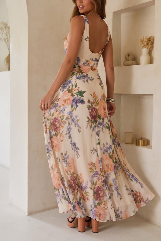 Floral Romance Sleeveless Maxi Dress - Floral Multi