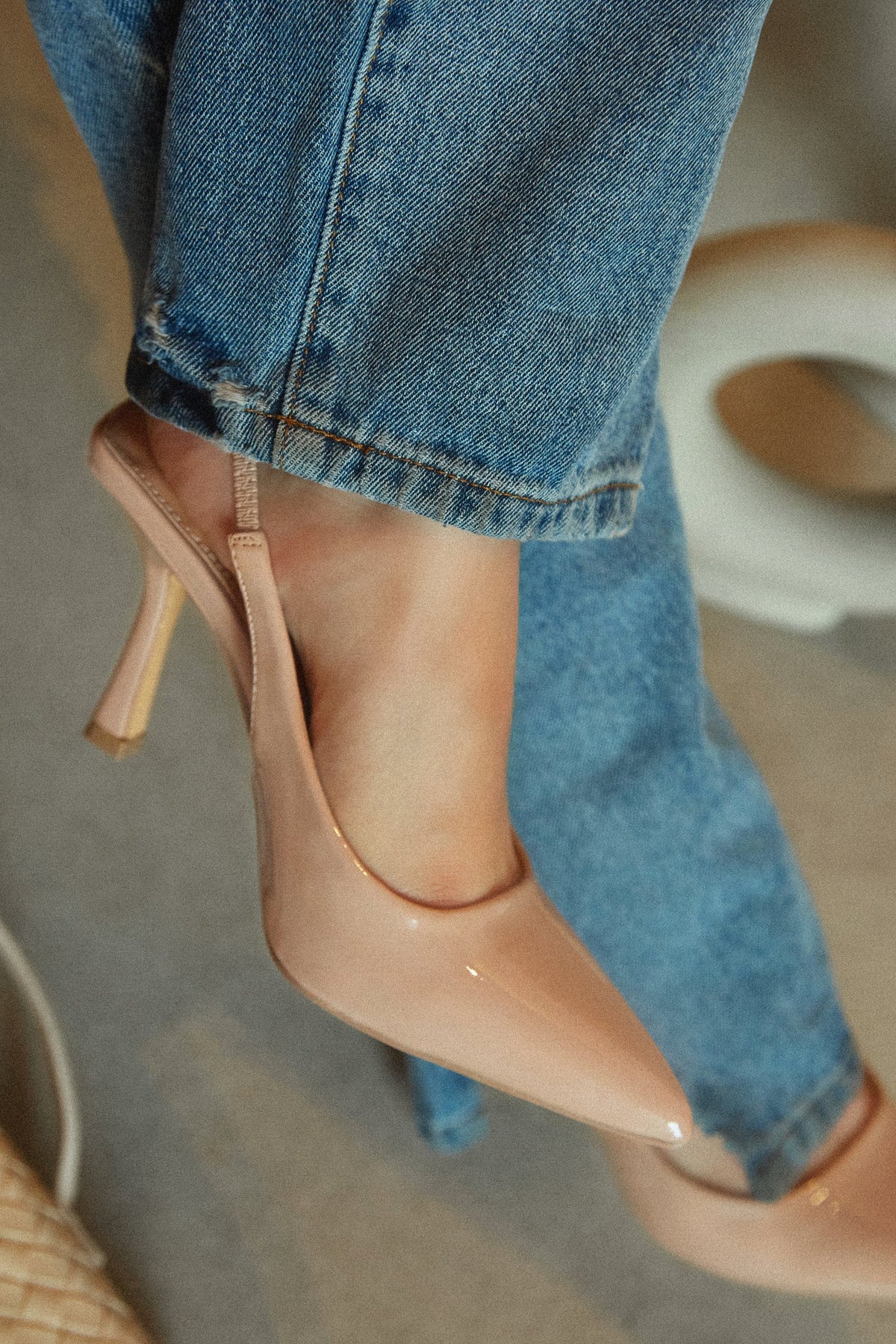 Kelly Slingback Pointed Toe Heels - Nude