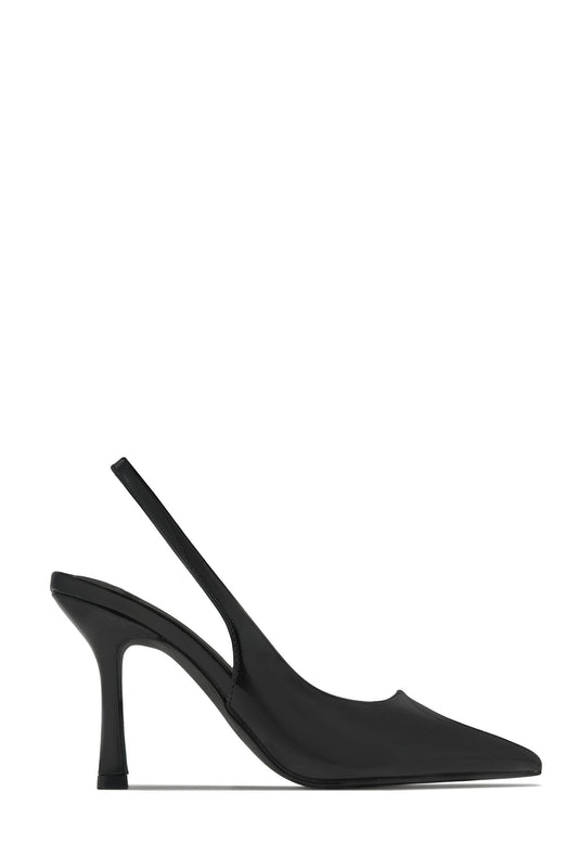 Kelly Slingback Pointed Toe Heels - Black