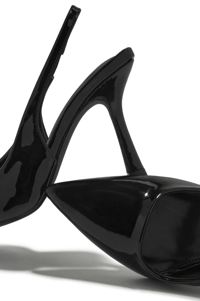 Kelly Slingback Pointed Toe Heels - Black