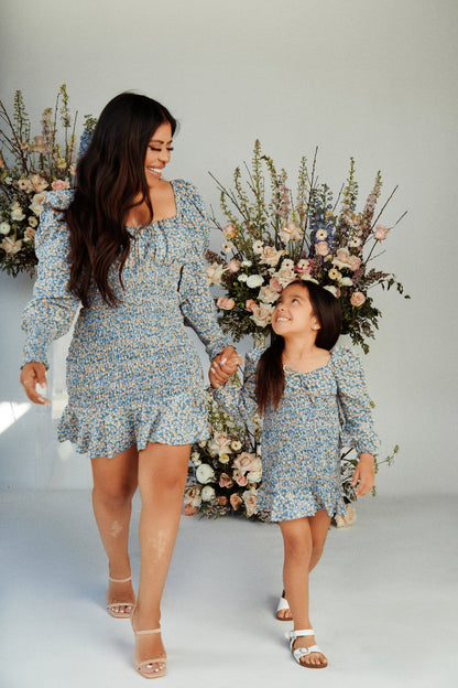 Mini Lucy Long Sleeve Dress - Blue