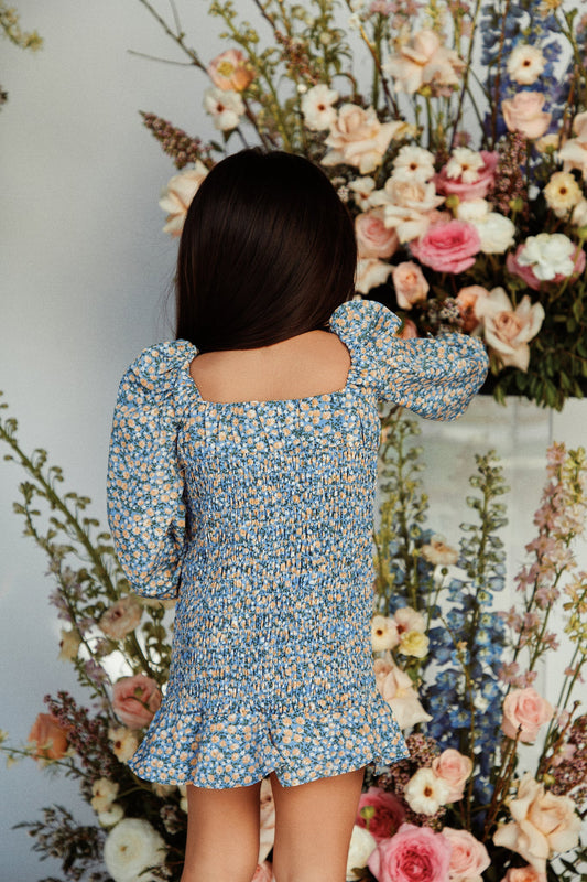 Mini Lucy Long Sleeve Dress - Blue