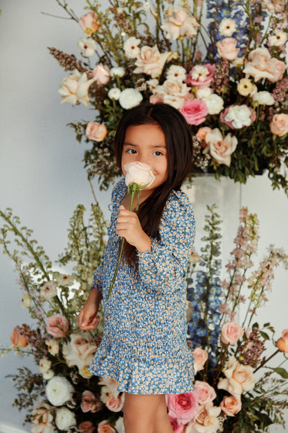 Mini Lucy Long Sleeve Dress - Blue