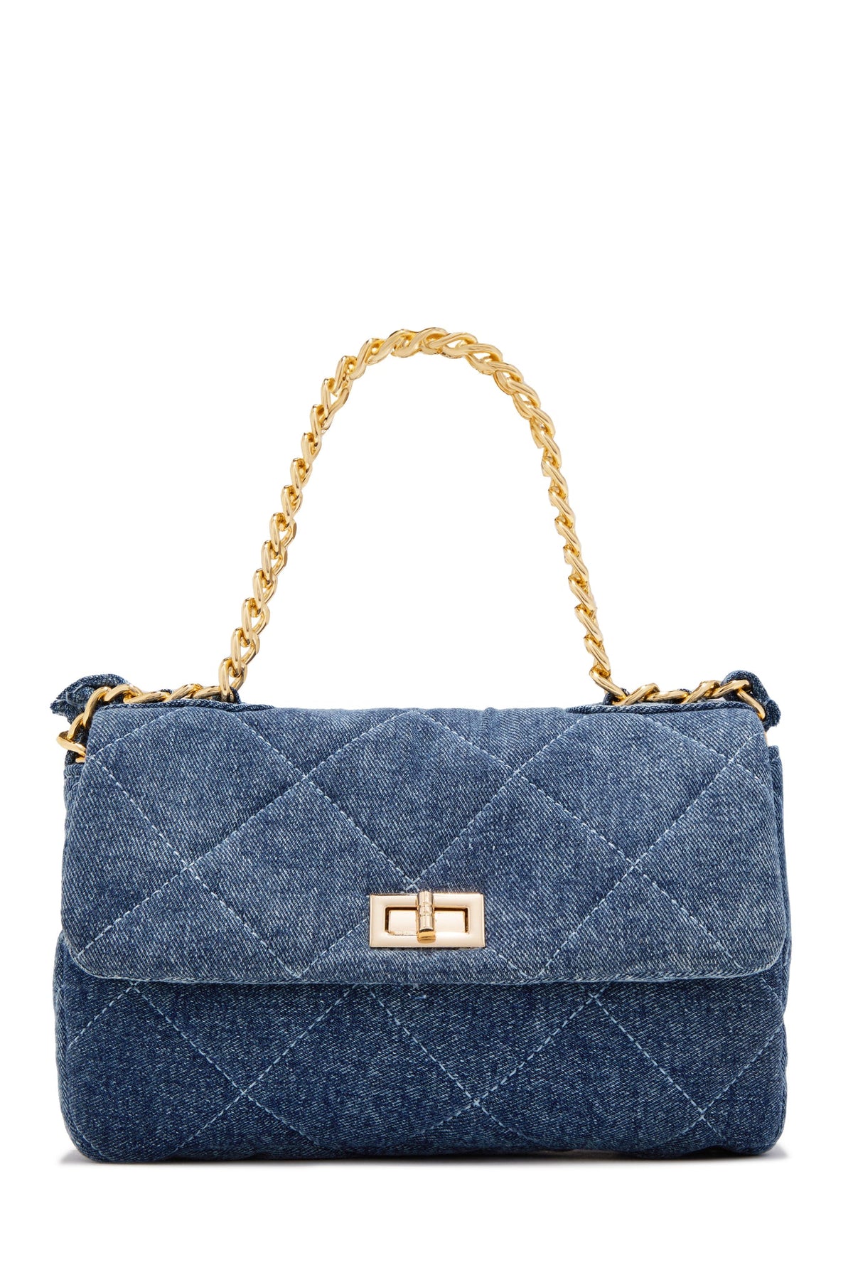 Britney Quilted Denim Crossbody Bag - Denim Gold