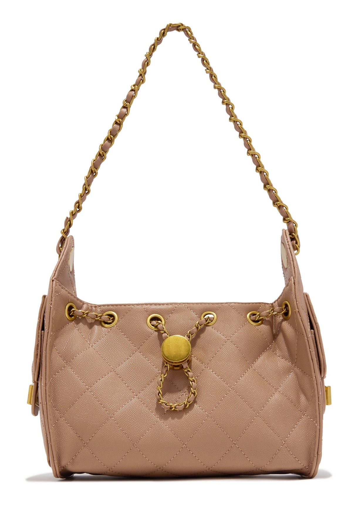 Shantel Quilted Chain Shoulder Bag - Nude