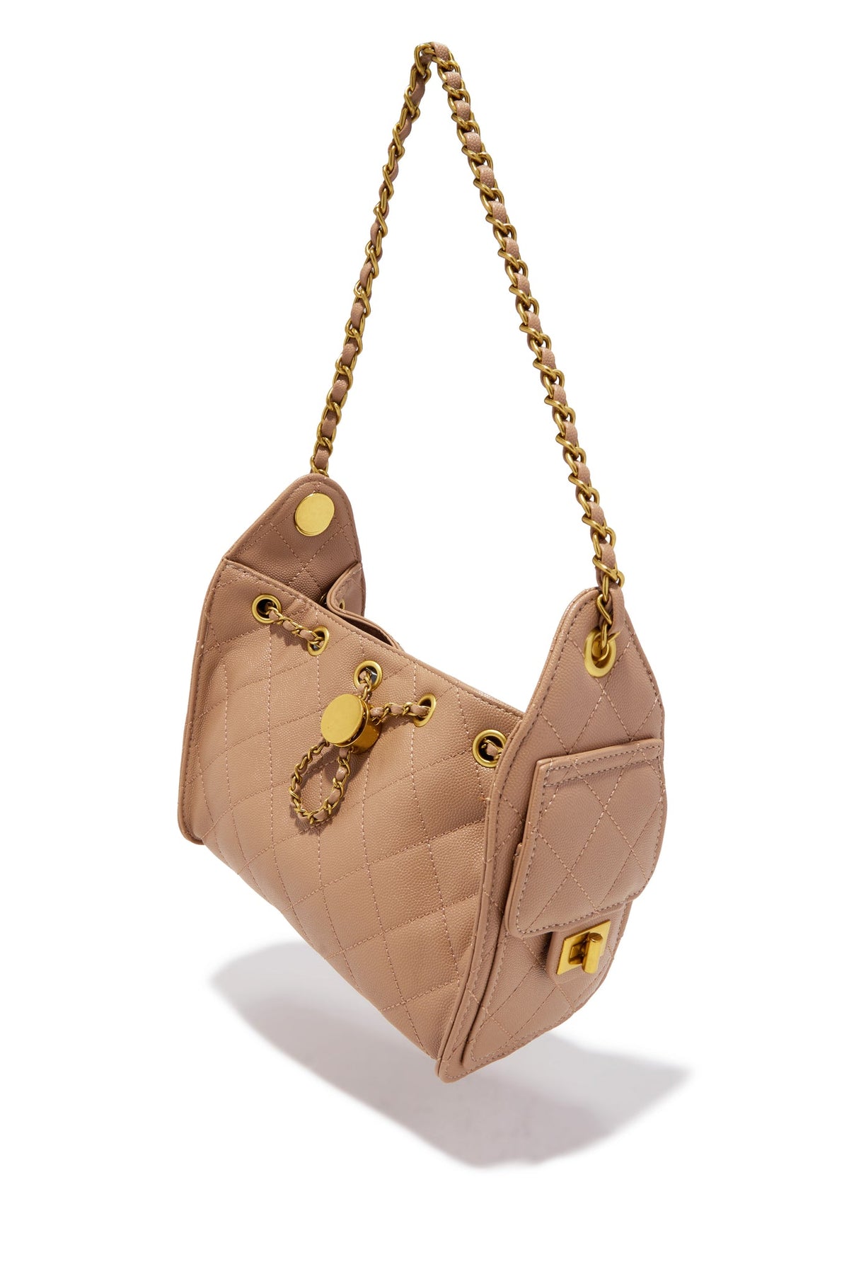 Shantel Quilted Chain Shoulder Bag - Nude
