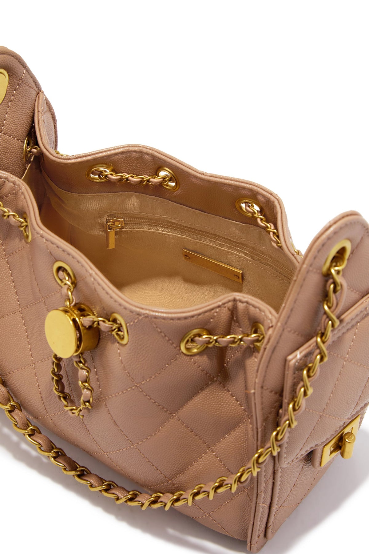 Shantel Quilted Chain Shoulder Bag - Nude