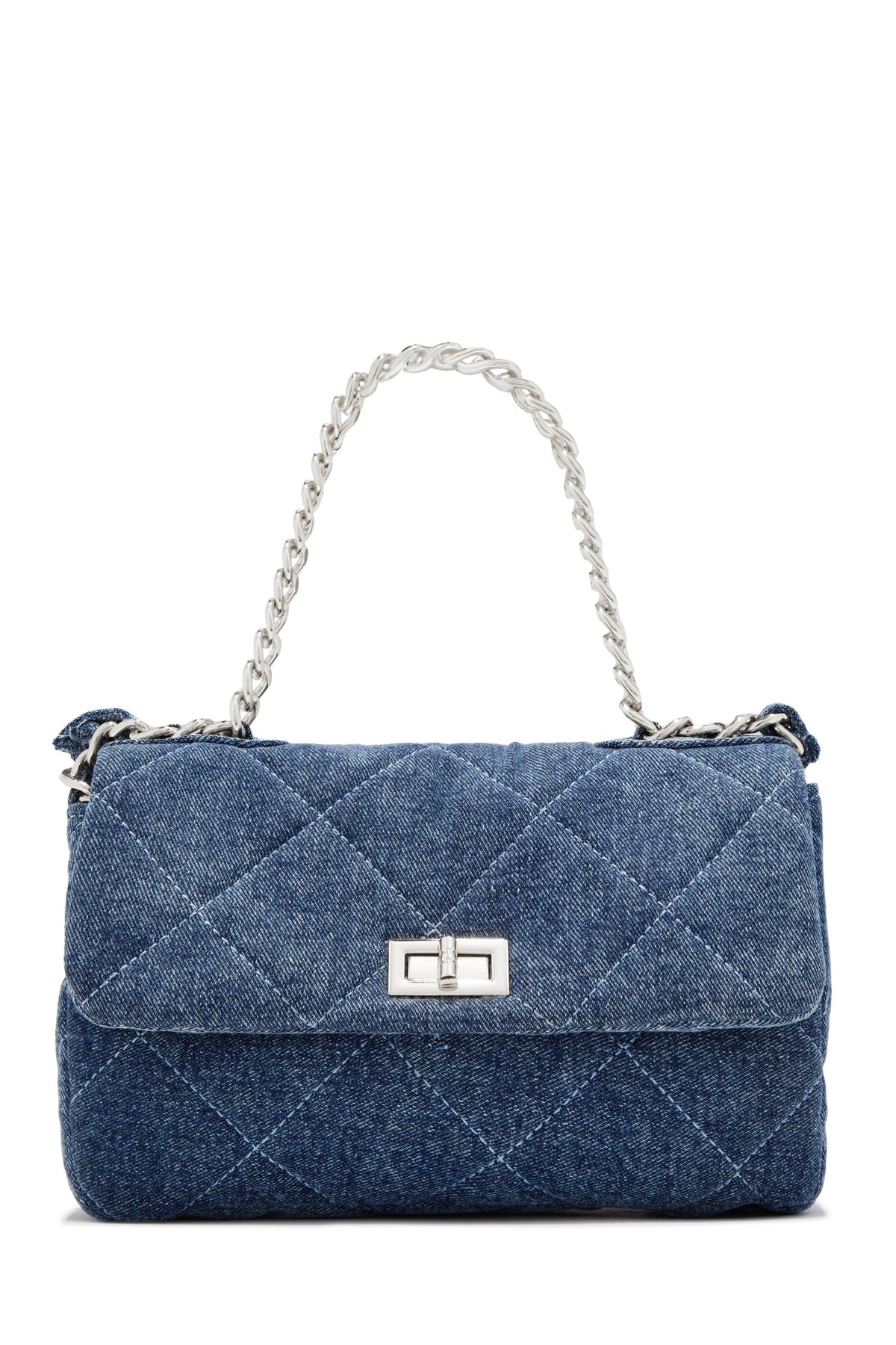 Britney Quilted Denim Crossbody Bag - Denim Silver
