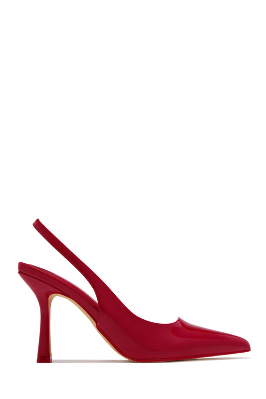 Kelly Slingback Pointed Toe Heels - Red