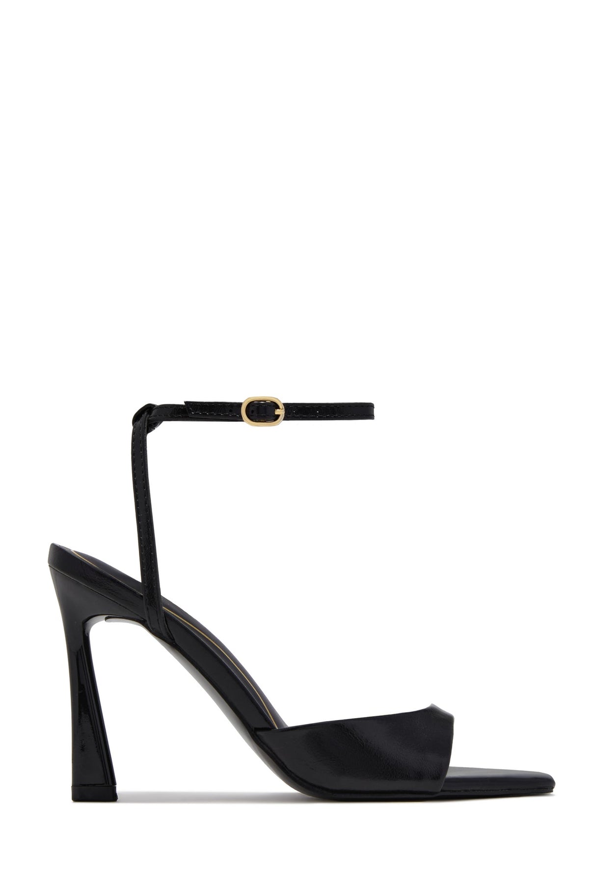 Azani Ankle Strap Single Sole Heels - Black PU