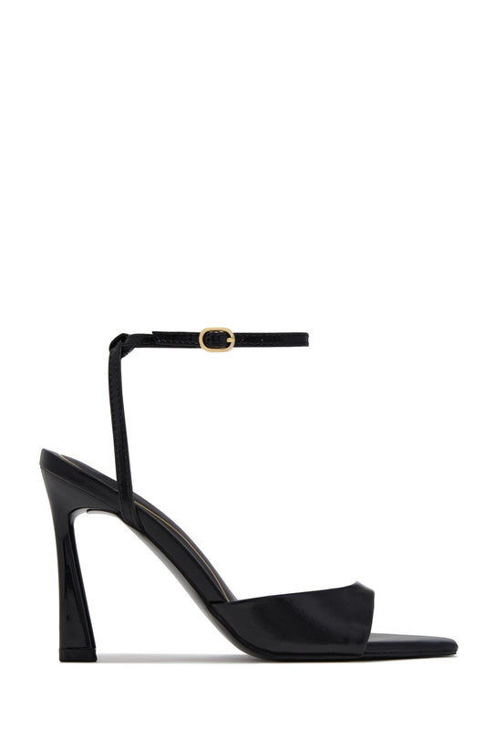 Azani Ankle Strap Single Sole Heels - Black PU