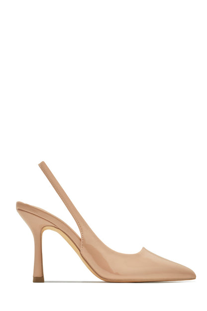 Kelly Slingback Pointed Toe Heels - Nude